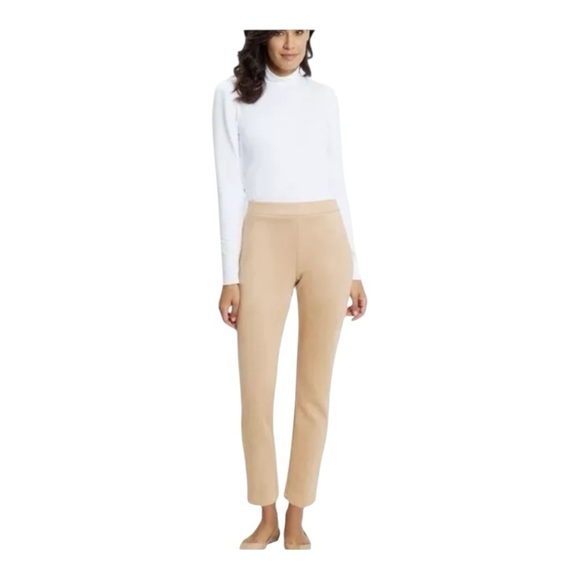 Jude Connally Olivia Ankle Faux Suede Camel Back Zipper Ponte Pants Large $198 - Picture 1 of 15